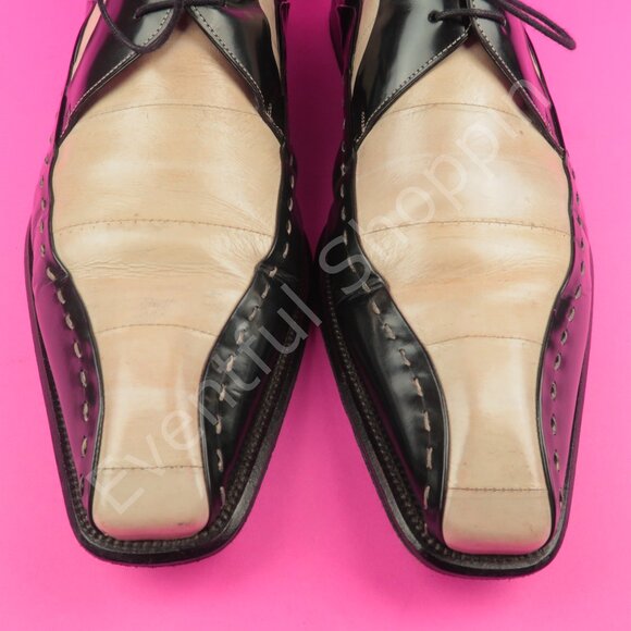 Mezlan Shoes Mens 15 M Cream Black Dress Two Tone Chisel Toe Derby Blucher - Picture 9 of 15